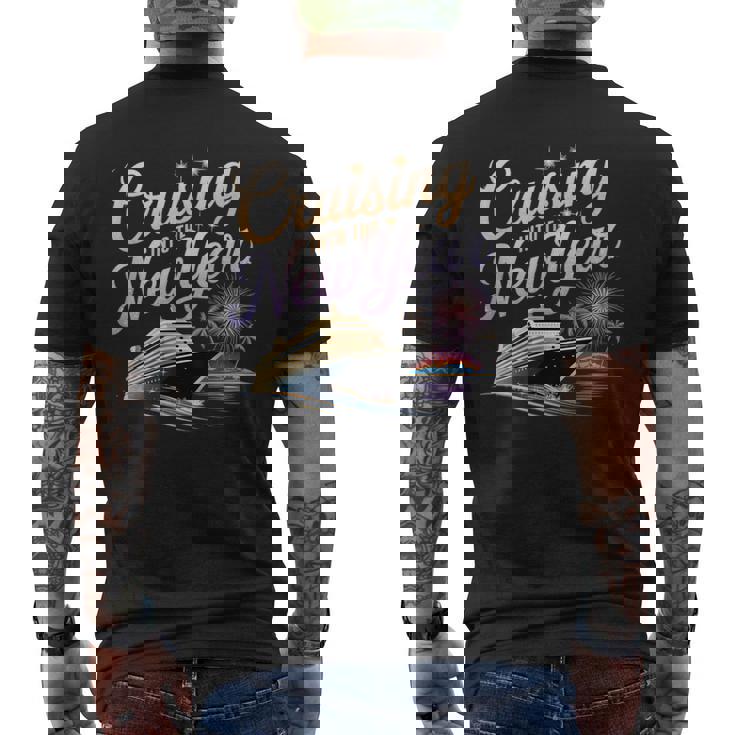 New Year 2026 Cruise Party Celebrations -Adults Black Small Short Sleeve Crew Collar Straight Fit Polyester 100 Unique New Year's Eve Cruise Men's T-shirt Back Print