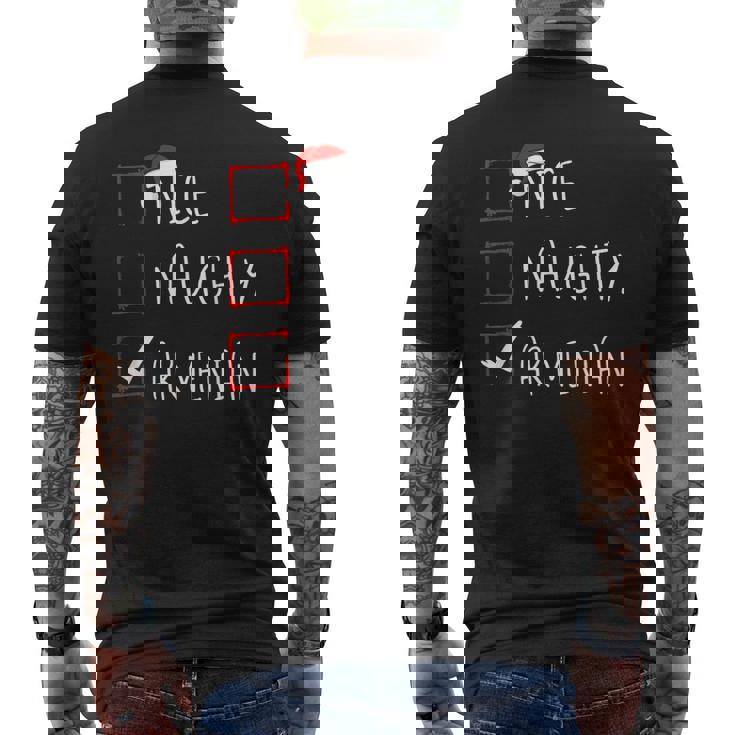 Nice Naughty Armenian Christmas Armenia Roots Heritage Men's Back Print T-Shirt