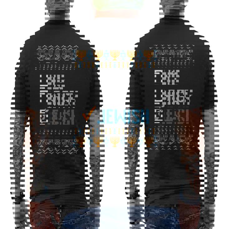 Nice Naughty Jewish Ugly Christmas Sweater Hanukkah Men's Back Print T-Shirt