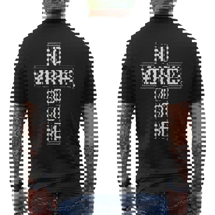No Worries God-Got Me キリスト教 宗教 信仰 イエス 聖書 メンズTシャツ バックプリント