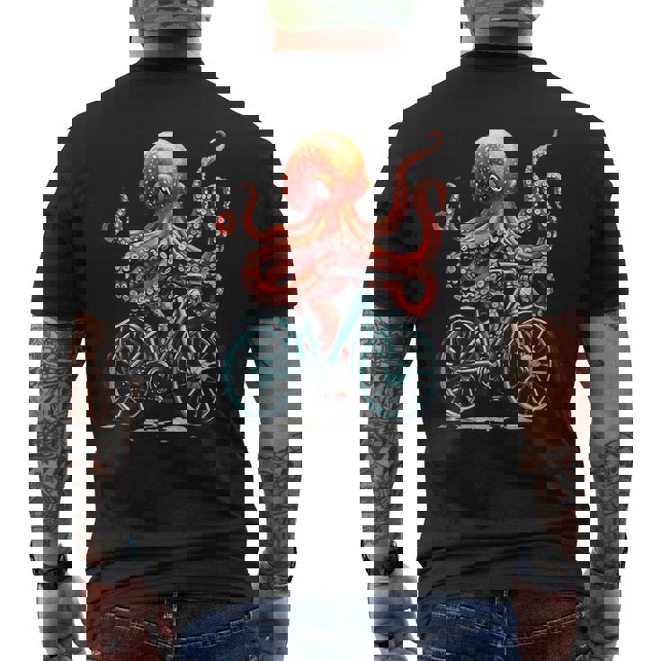 Octopus On Bicycle Cycling Squid Road Bike Cyclist Men's Back Print T-Shirt