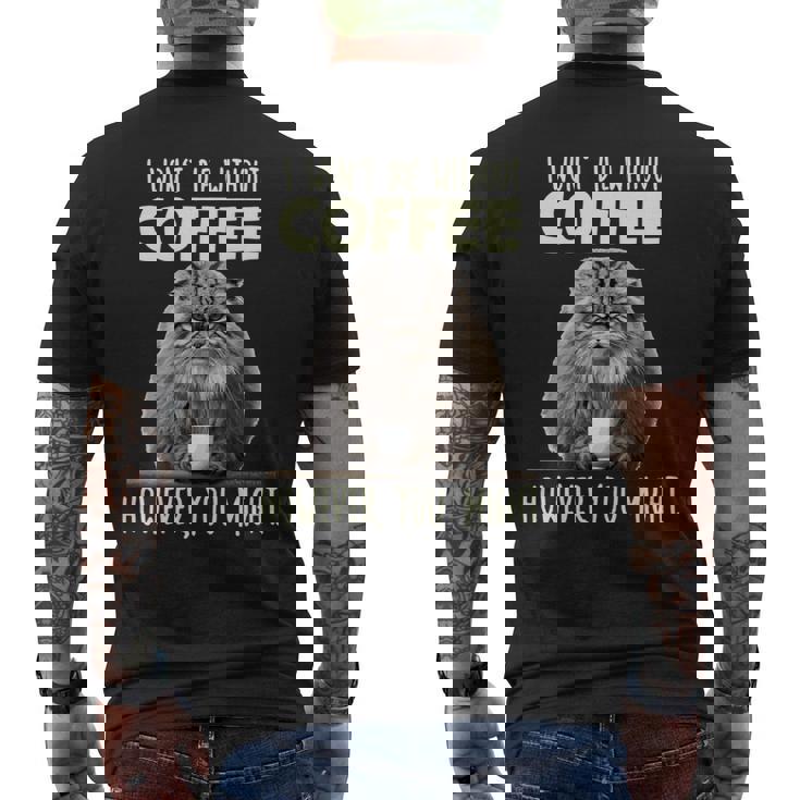 Pallas Cat T コーヒー愛好家のための朝の不満 マヌルネコ 長袖tシャツ メンズTシャツ バックプリント