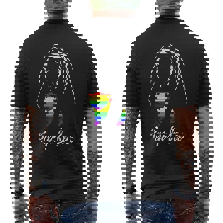 Papa Bear Rainbow Hug Love Support Parent Pride LGBTQ Tank Top Men's Back Print T-Shirt