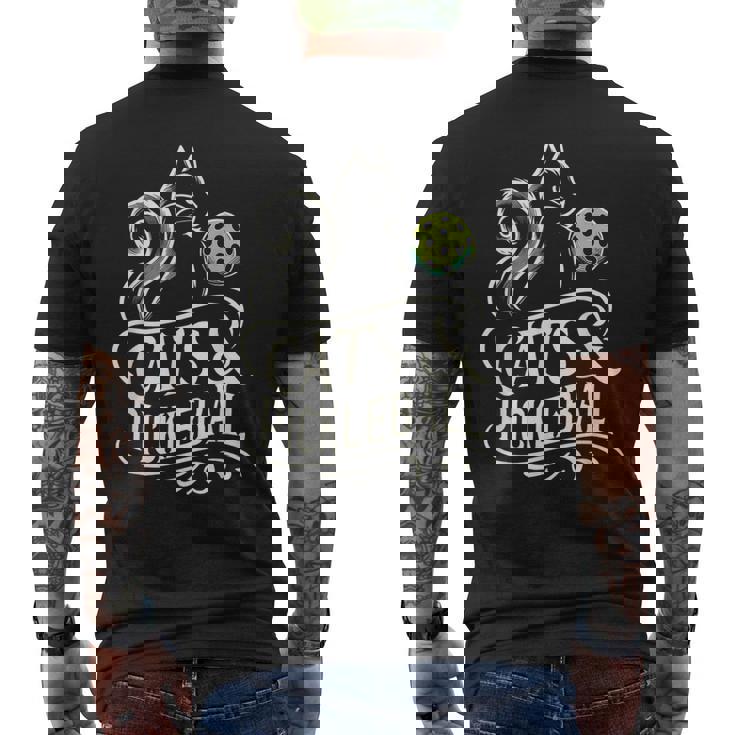 Pickleball Player 猫オーナーピックルボール キティ好きの服 メンズTシャツ バックプリント