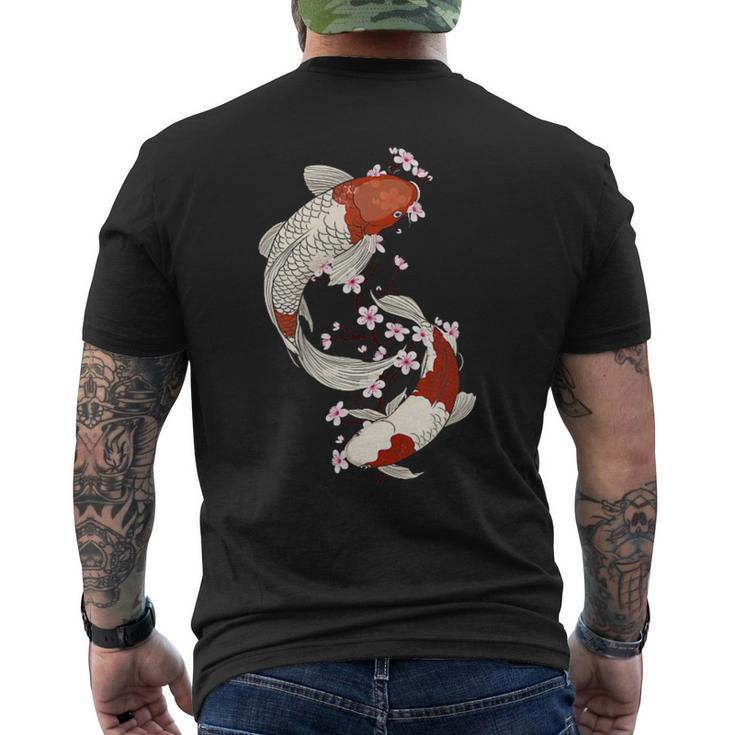 Poisson Koï Japonais Et Fleurs De Cerisier À Deux Côtés T-shirt imprimé au dos