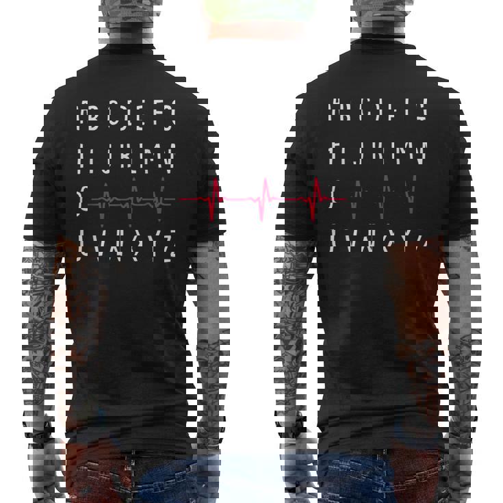 Pqrst看護師面白い心電図登録看護学生rn メンズTシャツ バックプリント