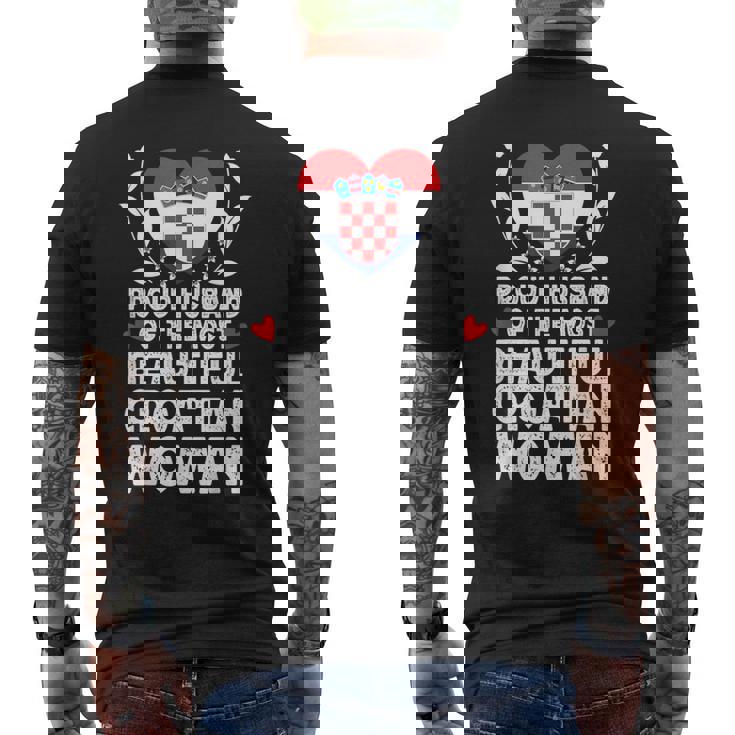 Proud Husband Of Beautiful Croatian Wife Croatia Flag Men's Back Print T-Shirt