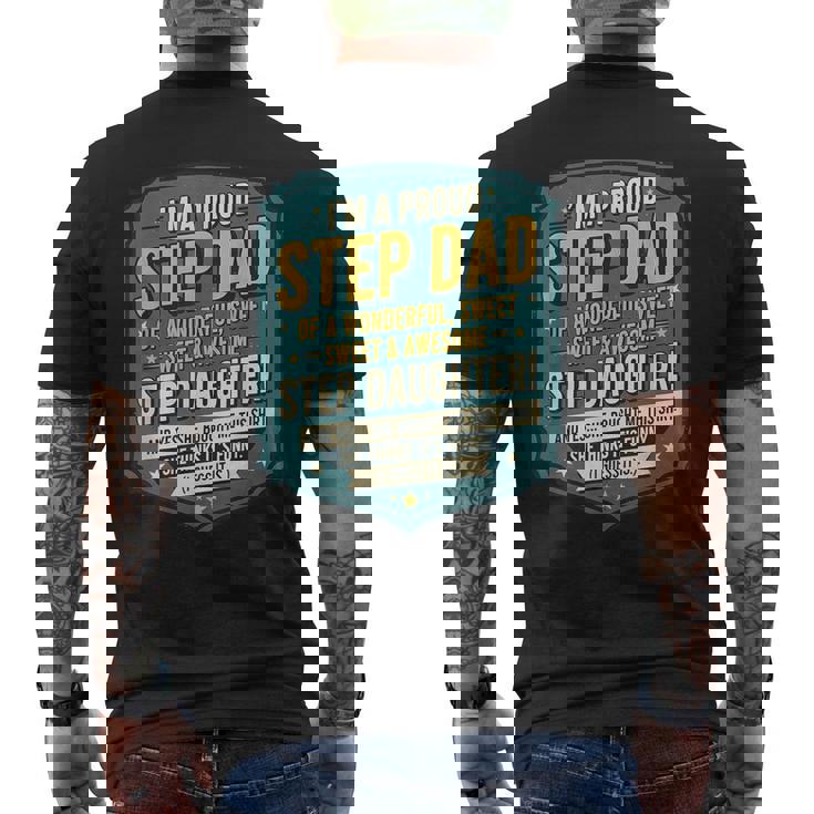 Proud Step Dad Stepdaughter Cool Fathers Day Humor Men's T-shirt Back Print