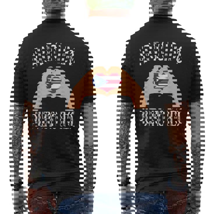 Puerto Rico Flag Heart Arecibo City メンズTシャツ バックプリント