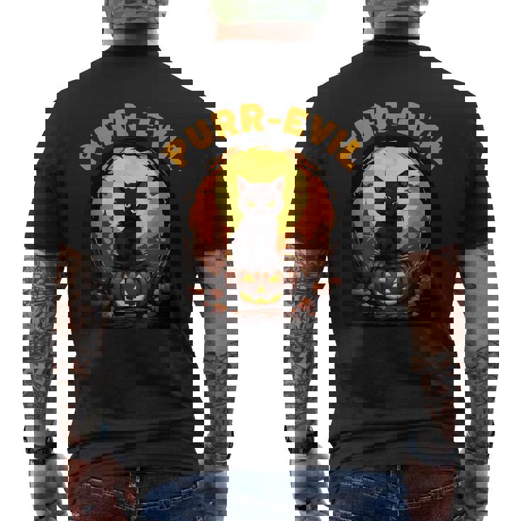 Purr-Evil お化け猫 ハロウィン メンズTシャツ バックプリント