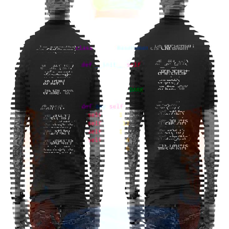 Python Eat Code スリープリピート メンズTシャツ バックプリント