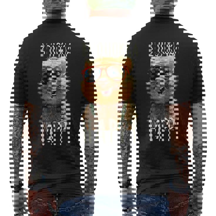 Be Quokka Happy クオッカ・ビー・クオッカ・ハッピー＆クオッカとスマイル メンズTシャツ バックプリント