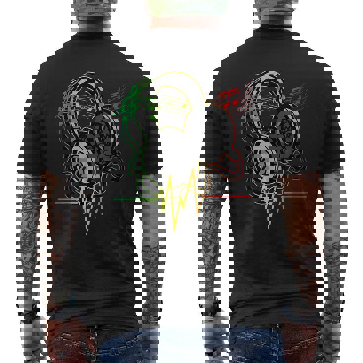 Rasta レゲエ ミュージックヘッドフォン ビンテージ メンズTシャツ バックプリント