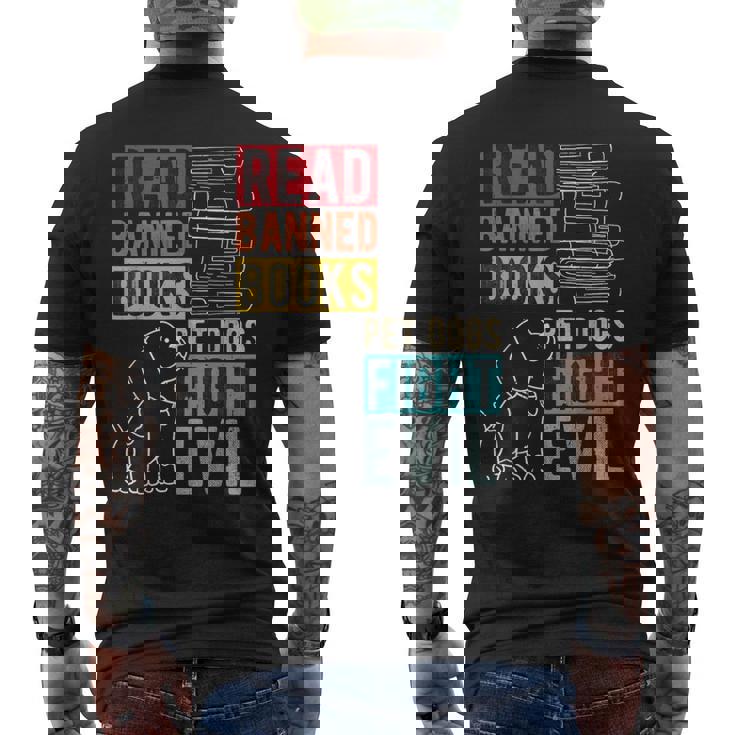 Read Banned Books Pet Dogs Fight Evil Read Books Reading Men's T-shirt Back Print