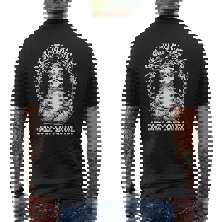 Relax Nothing Is Under Control Cute Sloth Yoga Men's Back Print T-Shirt