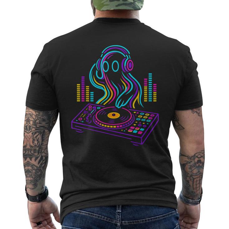 Retro Ghost DJ Mixing Decks Vibrant Rave Style Men's Back Print T-Shirt ...