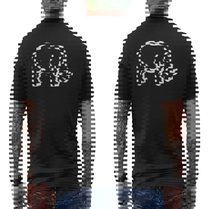 Rhino バッジ パッチライン アート アイコン アウトライン ギフト メンズTシャツ バックプリント