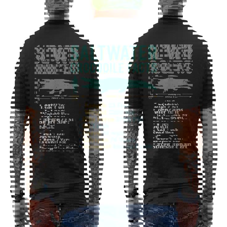 Saltwater Crocodile Facts Diagram Statistics Info Men's Back Print T-Shirt