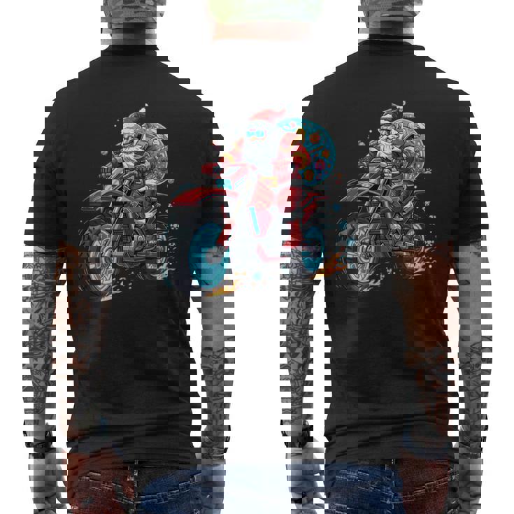 Santa Claus Riding Dirt Bike In a Fun Festive Holiday Ride Tank Top Men's Back Print T-Shirt