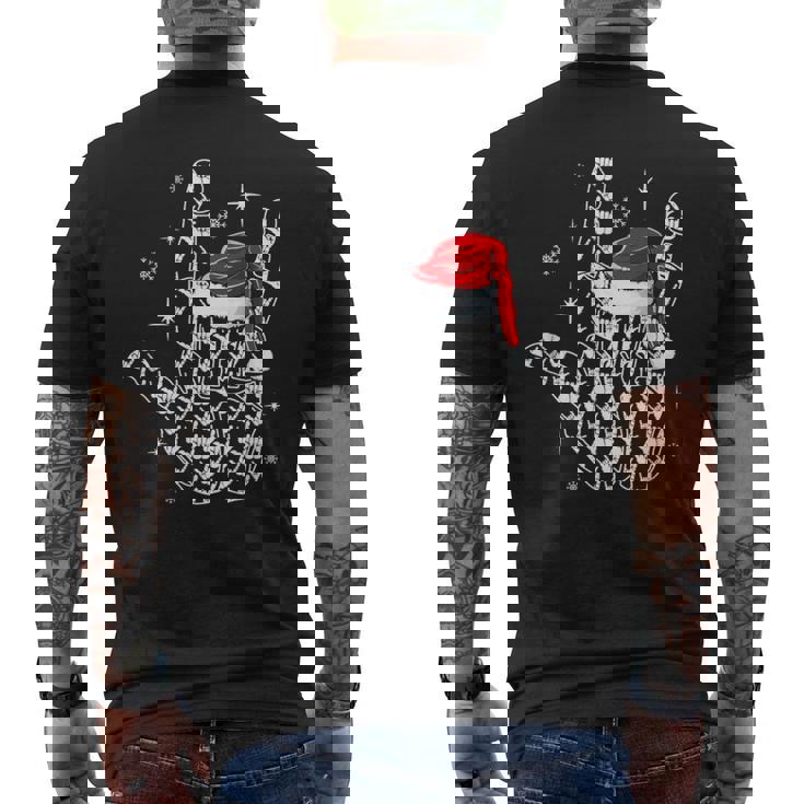 Santa Rock Hand Sign Language Christmas Rock Music Lover Men's Back Print T-Shirt