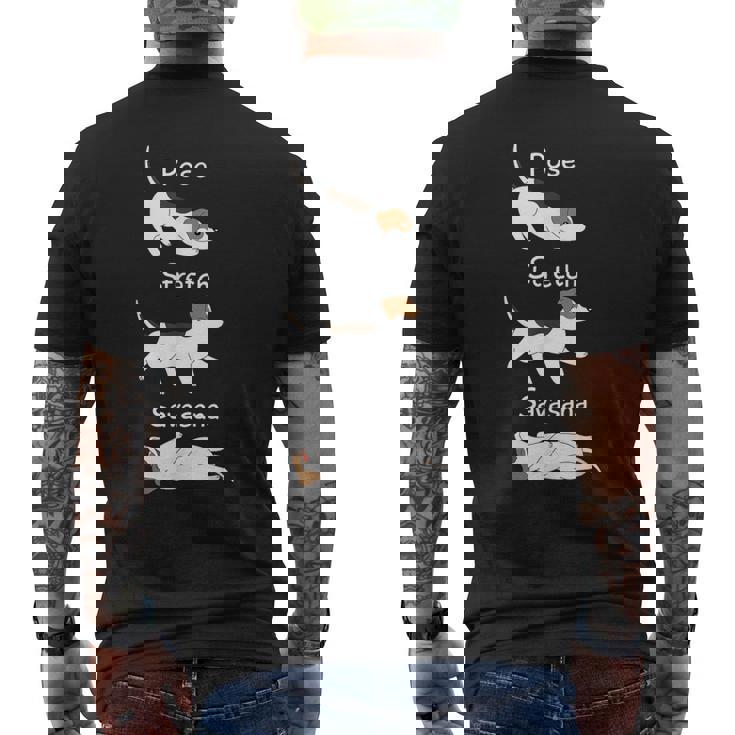 Savasana ジャックラッセルテリア 犬用ストレッチフロート メンズTシャツ バックプリント