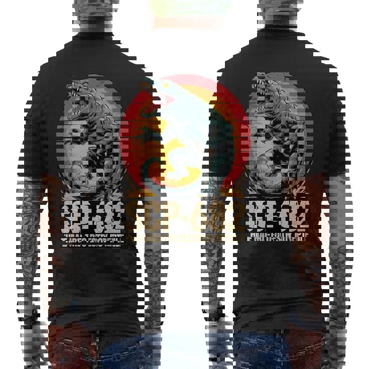 Scp-682 破壊しづらい爬虫類モンスターcpファンデーション メンズTシャツ バックプリント