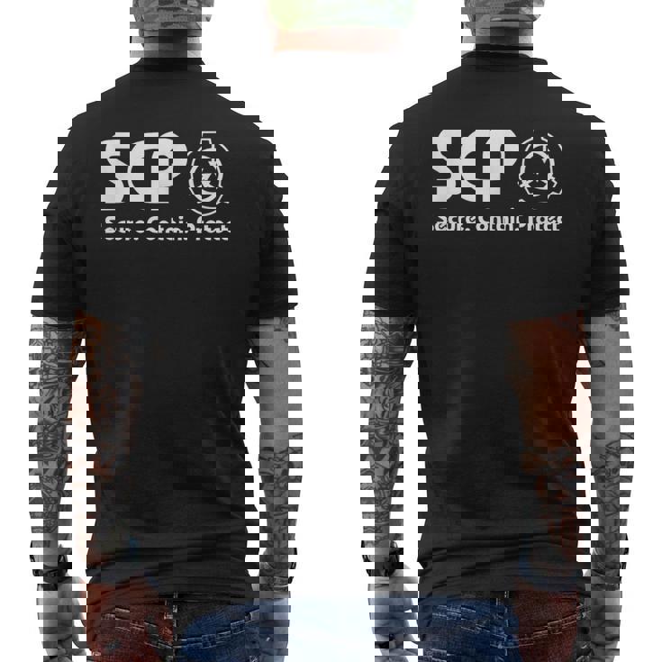Scpファンデーション-Scp-セキュア・コンテインプロテクト メンズTシャツ バックプリント