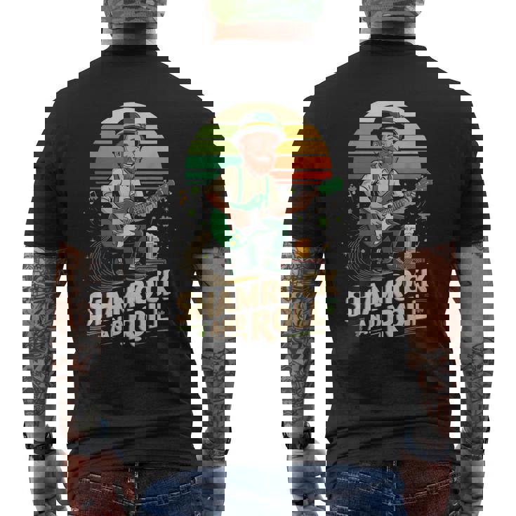 Shamrock And Roll Leprechaun Guitar Men's Back Print T-Shirt