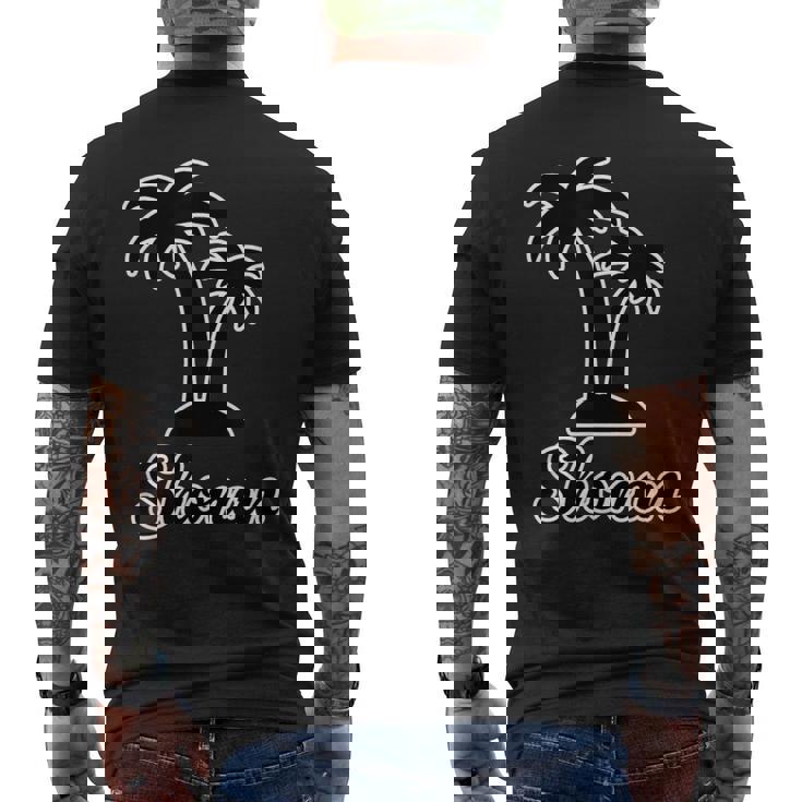 Shonan（湘南）サーファー ヤシの木 パームツリー（黒 ブラック 文字）【47都道府県】ジモt ティ メンズTシャツ バックプリント