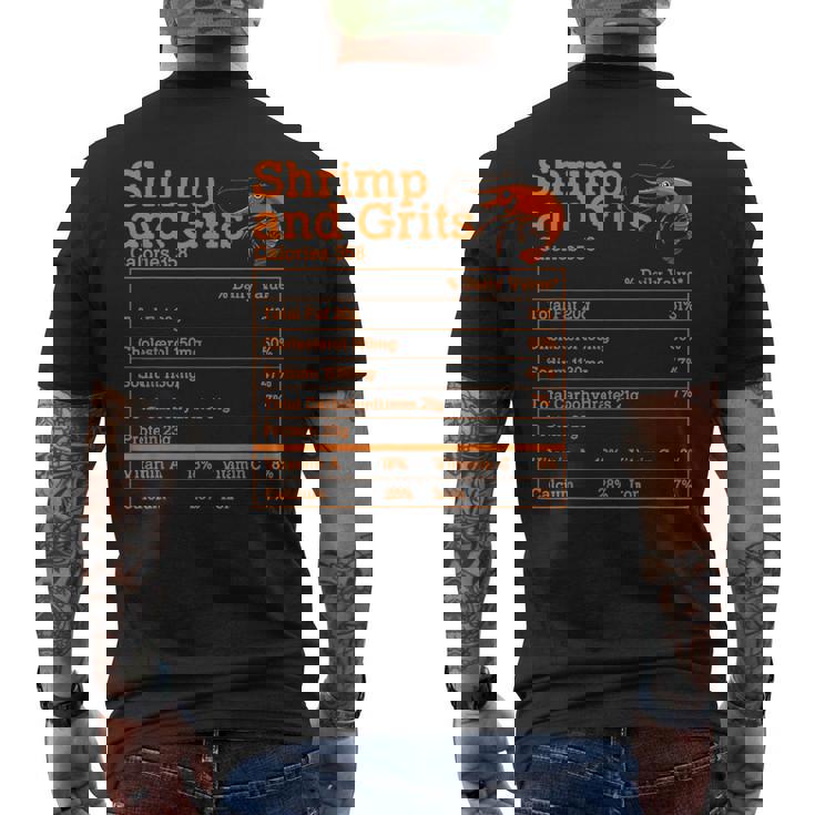Shrimp And Grits Nutrition Facts Label Calories Protein Food メンズTシャツ バックプリント