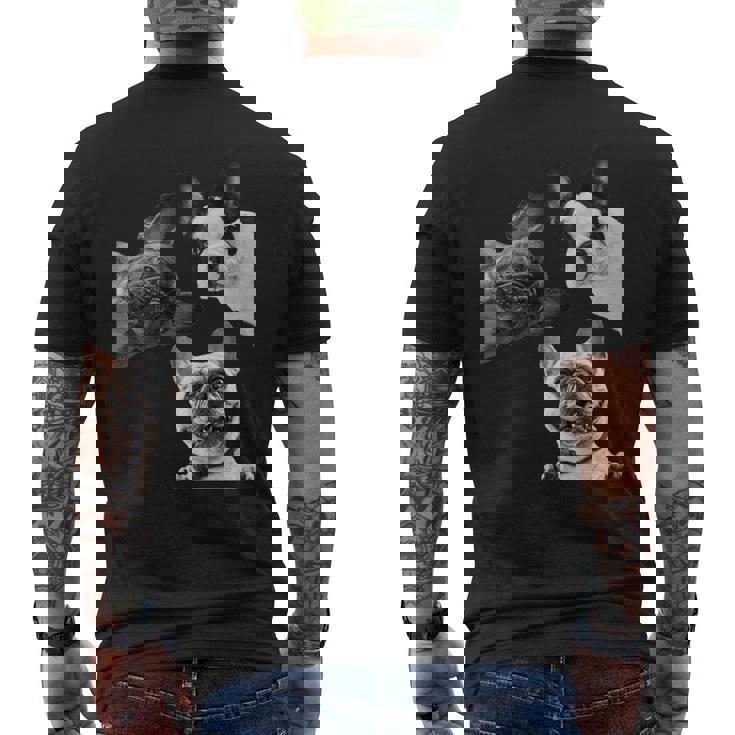 Sneaky フレンチブルドッグ ドッグ ドッグ フレンチ ポッキング ヘッド フェイス 長袖tシャツ メンズTシャツ バックプリント