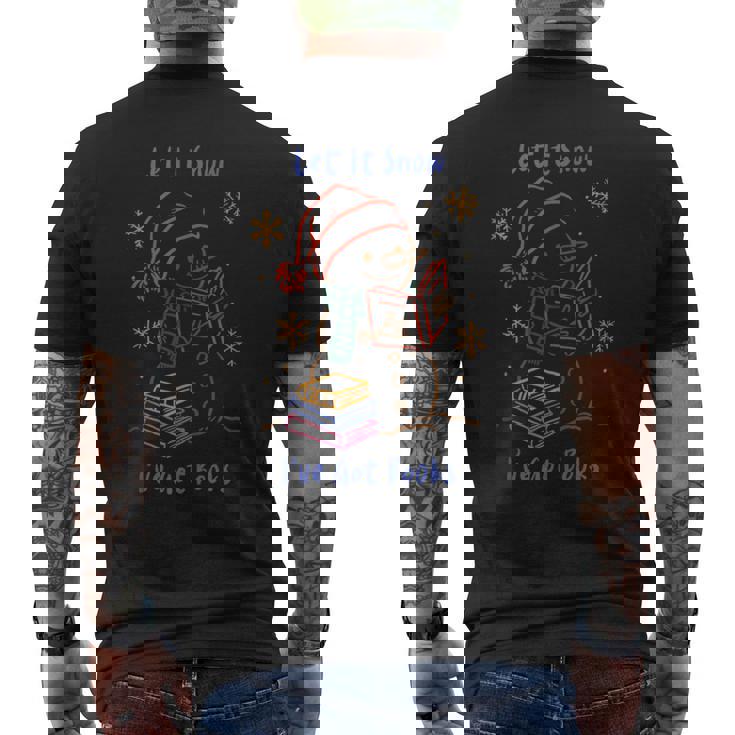 Snowman Book Lover Let It Snow I'Ve Got Books Tee Tank Top Men's Back Print T-Shirt