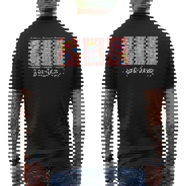 Speech Therapy Postal Stamp SLP Speech Language Pathologist Men's Back Print T-Shirt