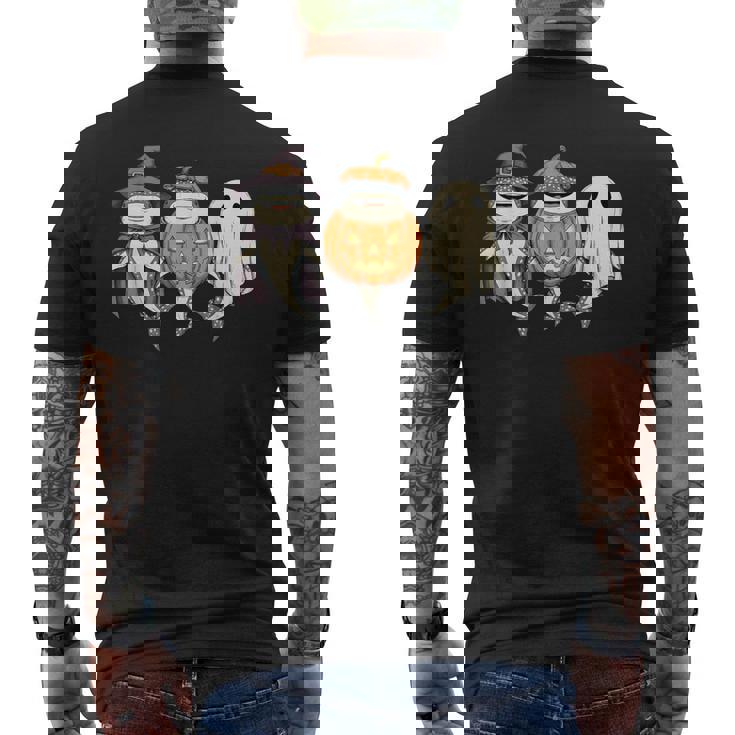 Spooky Whale Shark Lover Pumpkin Halloween Ghost Men's Back Print T-Shirt