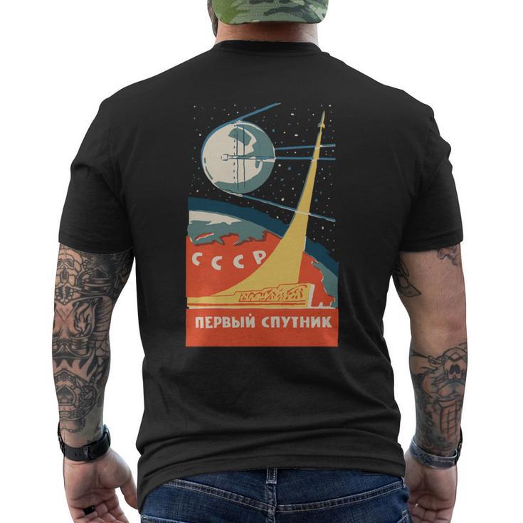 Sputnik Urssintage Poster Comunista Urss Espacio Manga Larga Camiseta Hombre Estampado Espalda
