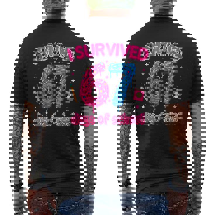 I Survived 67 Days Of School Six Seven 6 7 Teacher 67 Days Men's Back Print T-Shirt