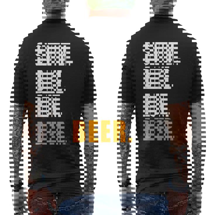 Swim Bike Run スイム バイク ラン ビール トライアスロン トライアスロン スポーツ メンズ レディース メンズTシャツ バックプリント