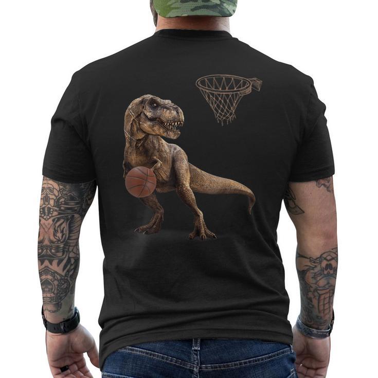 T Rex 恐竜 バスケットボール 面白い恐竜フープ メンズTシャツ バックプリント