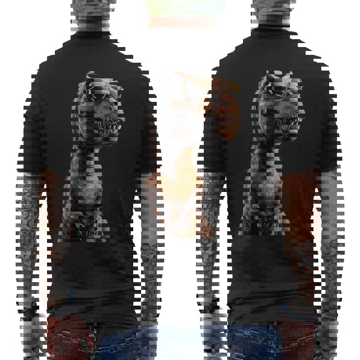 T-レックス ティラノサウルス・レックス 恐竜 恐竜大好き ディノ メンズTシャツ バックプリント