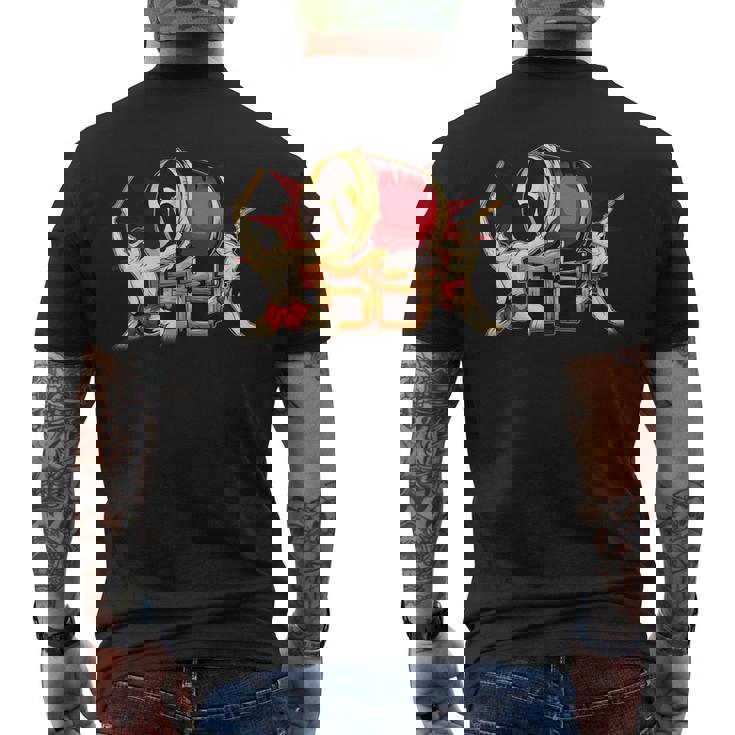 Taiko 男性太鼓太鼓奏者みつどもえグラフィックデザインギフト メンズTシャツ バックプリント