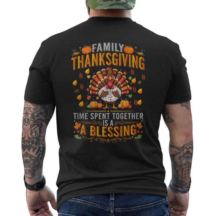 Thanksgiving Family Time Together Turkey Blessing Tee Tank Top Men's Back Print T-Shirt