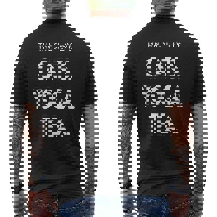 Things I Love Cats Yoga Tea Fun Cat ヨガtシャツ メンズTシャツ バックプリント