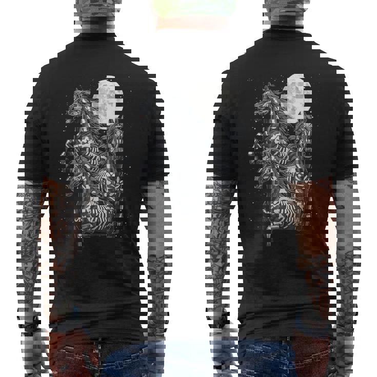 Three Horse Moon Día De Los Muertos Skeleton Horse Men's Back Print T-Shirt