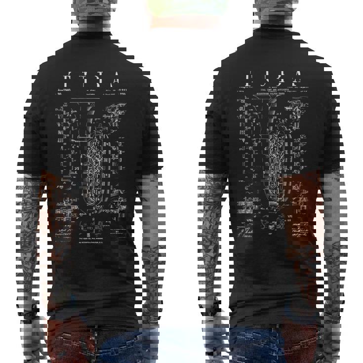 Tuba ビンテージ 特許 チュービスト 図面 プリント メンズTシャツ バックプリント