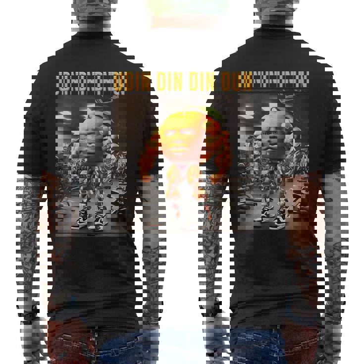 Udin Din Din Dun マッスルオレンジ イタリアンブレイン ロート キッズ ミーム メンズTシャツ バックプリント