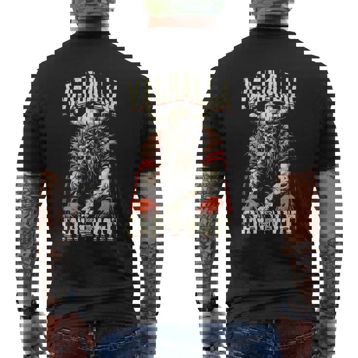 Vichingo Compleannoalhalla Can Wait Old Age Norse Warrior Dad T-shirt da uomo con stampa posteriore