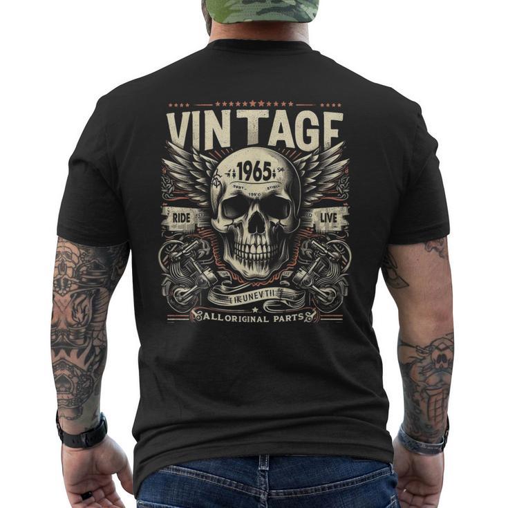 Vintage 1965 Né En 1965 Anniversaire Crâne Motard Moto T-shirt imprimé au dos