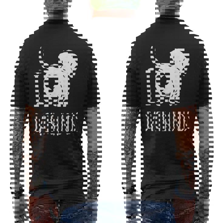 Wiener Dog ダックスフンド 犬 ペット愛好家 I Love Dachshunds メンズTシャツ バックプリント