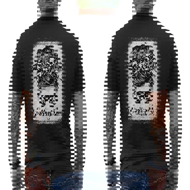 Wrestling Mom Messy Bun Sunglasses Athlete Support Parent Men's Back Print T-Shirt