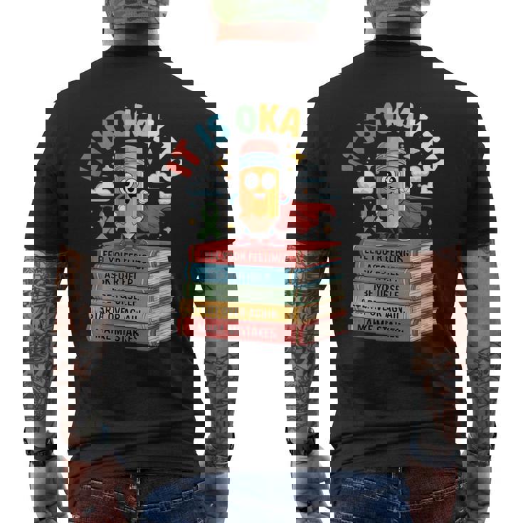 Yellow Mental Health Awareness Day It's Okay To Feel Kids Men's Back Print T-Shirt